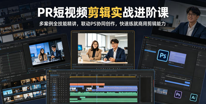 PR短视频剪辑实战进阶课,多案例全技能精讲,联动PS协同创作,快速练就商用剪辑能力-马哥的资源库