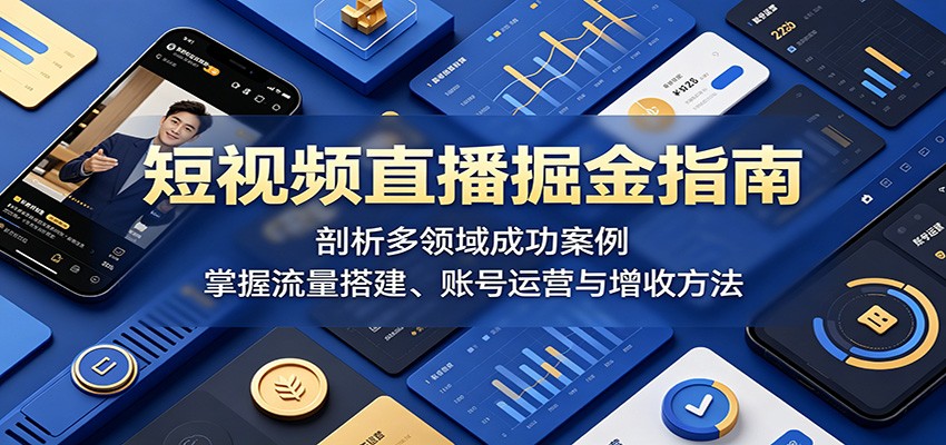 短视频直播掘金指南:剖析多领域成功案例,掌握流量搭建、账号运营与增收方法-马哥的资源库