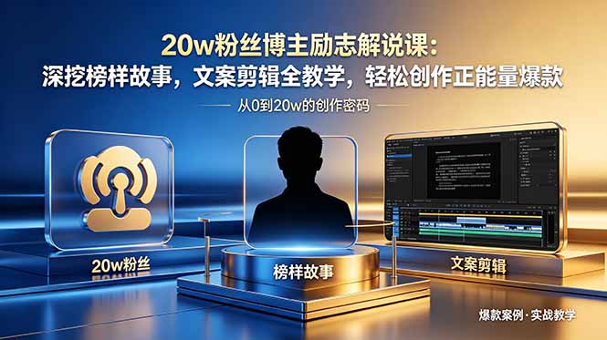 20w粉丝博主励志解说课:深挖榜样故事,文案剪辑全教学,轻松创作正能量爆款-马哥的资源库