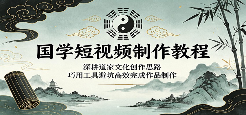 国学短视频制作教程:深耕道家文化创作思路,巧用工具避坑高效完成作品制作-马哥的资源库