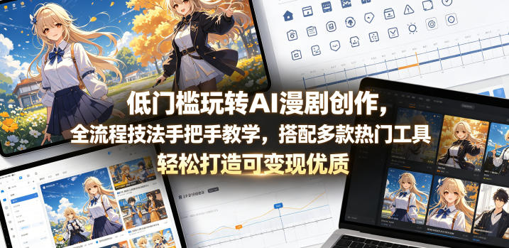 低门槛玩转AI漫剧创作，全流程技法手把手教学，搭配多款热门工具，轻松打造可变现优质作品-马哥的资源库