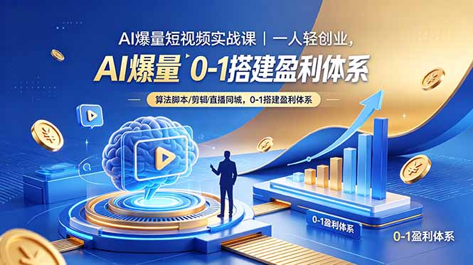 AI爆量短视频实战课｜一人轻创业，算法脚本剪辑直播同城，0-1搭建盈利体系-马哥的资源库