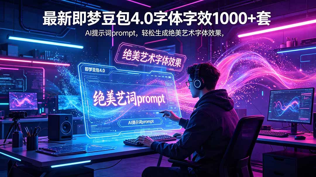 最新即梦豆包4.0字体字效1000+套，AI提示词prompt，轻松生成绝美艺术字体效果-马哥的资源库