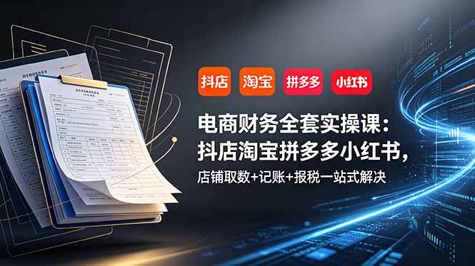 电商财务全套实操课：抖店淘宝拼多多小红书，店铺取数+记账+报税一站式解决-马哥的资源库