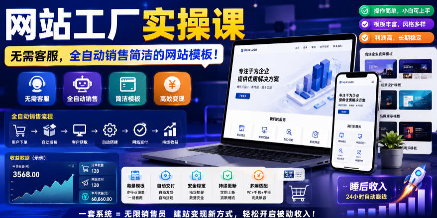 网站工厂实操课,无需客服,网站模板自动赚钱!【原创双语字幕】-马哥的资源库
