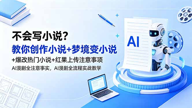 不会写小说？教你创作小说+梦境变小说+爆改热门小说+红果上传注意事项，AI漫剧全流程实战教学-马哥的资源库