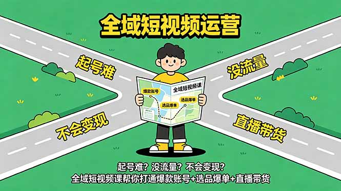 起号难?没流量?不会变现?全域短视频课帮你打通爆款账号+选品爆单+直播带货-马哥的资源库
