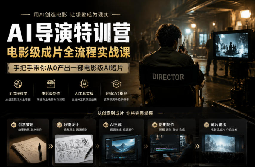 AI导演特训营，电影级成片全流程实战课，手把手带你从0产出一部电影级AI短片-马哥的资源库