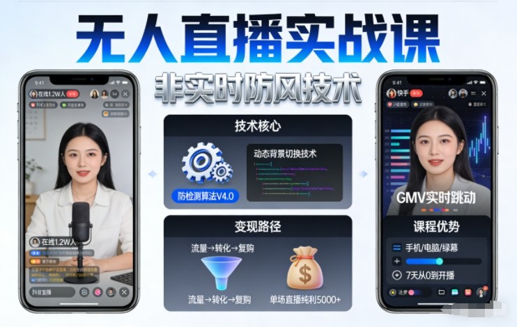 宝子哥无人直播实战课，非实时防风技术，聚焦抖音快手等平台直播带货，轻松开启直播变现之路(更新2026年6月7日)-马哥的资源库