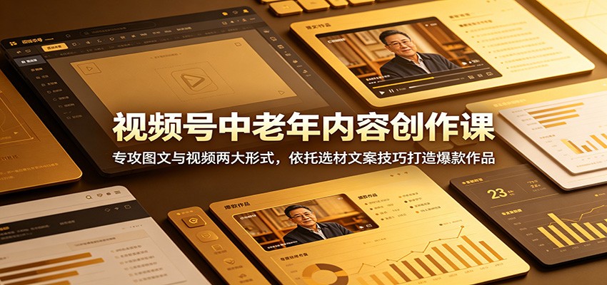 视频号中老年内容创作课:专攻图文与视频两大形式,依托选材文案技巧打造爆款作品-马哥的资源库