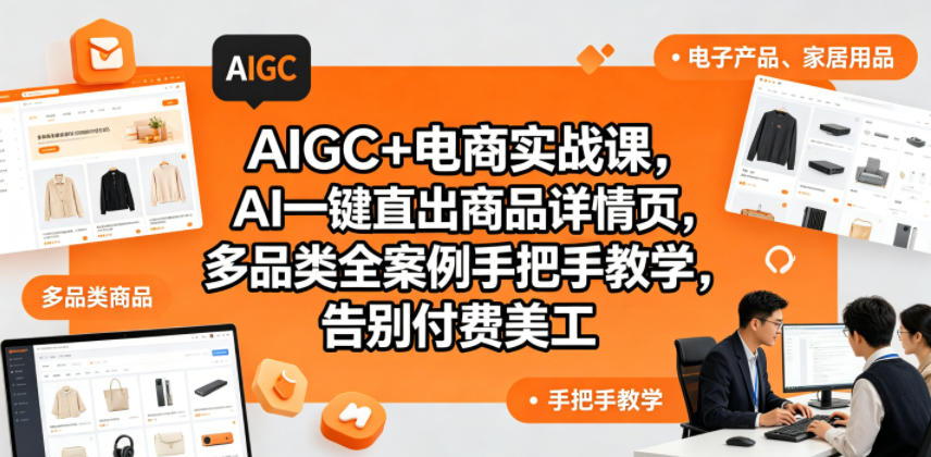 AIGC+电商实战课，AI一键直出商品详情页，多品类全案例手把手教学，告别付费美工(更新)-马哥的资源库
