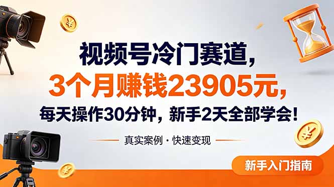 视频号冷门赛道，3个月变现23905元，新手2天学会 每天操作30分钟！-马哥的资源库