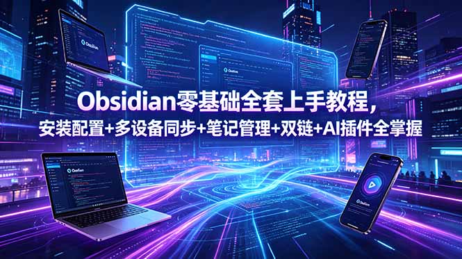 Obsidian零基础全套上手教程,安装配置+多设备同步+笔记管理+双链+AI插件全掌握-马哥的资源库