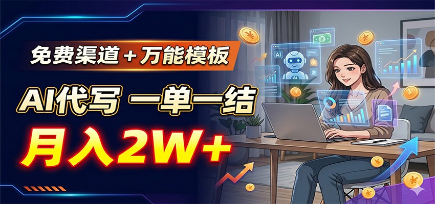 免费渠道+万能模板，AI代写一单一结，月入2W+-马哥的资源库