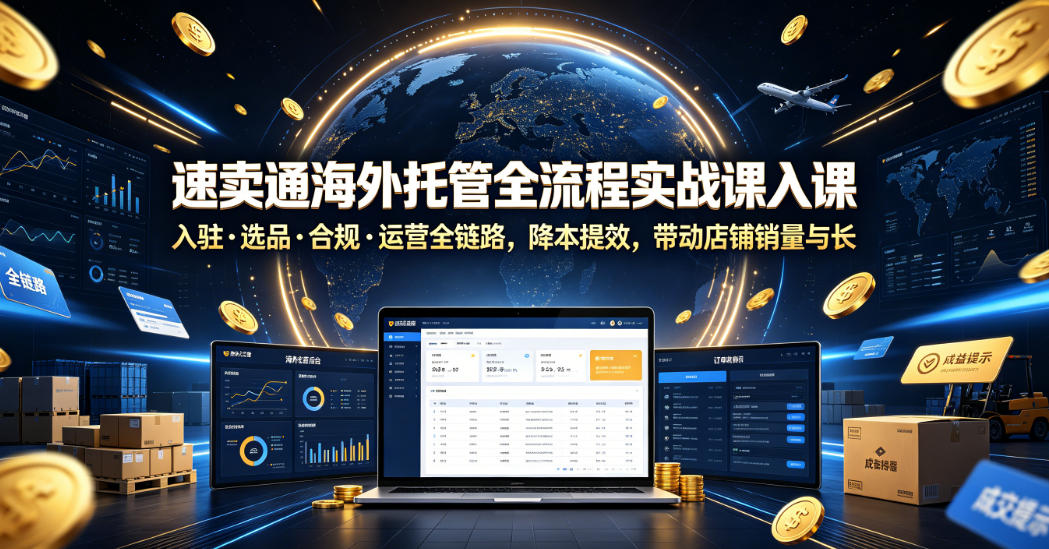 速卖通海外托管全流程实战课入驻・选品・合规・运营全链路,降本提效,带动店铺销量与收益增长-马哥的资源库