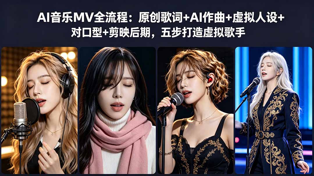 AI音乐MV全流程:原创歌词+AI作曲+虚拟人设+对口型+剪映后期,五步打造虚拟歌手-马哥的资源库