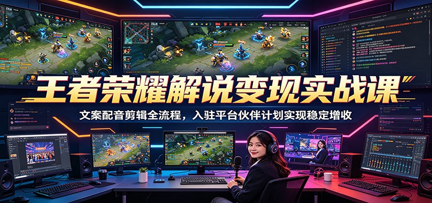 王者荣耀解说变现实战课:文案配音剪辑全流程,入驻平台伙伴计划实现稳定增收-马哥的资源库