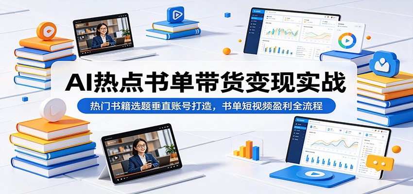 AI热点书单带货变现实战：热门书籍选题垂直账号打造，书单短视频盈利全流程-马哥的资源库