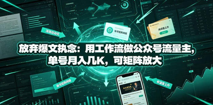 放弃爆文执念:用工作流做公众号流量主,单号月入几K,可矩阵放大-马哥的资源库