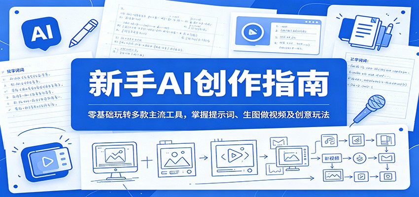 新手AI创作指南:零基础玩转多款主流工具,掌握提示词、生图做视频及创意玩法-马哥的资源库