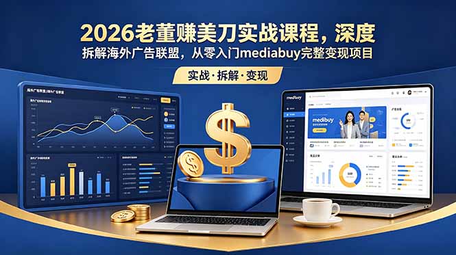 2026老董赚美刀实战课程,深度拆解海外广告联盟,从零入门mediabuy完整变现项目-马哥的资源库