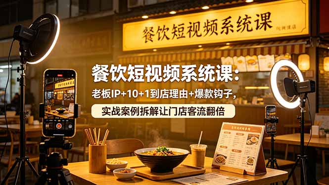 餐饮短视频系统课:老板IP+10+1到店理由+爆款钩子,实战案例拆解让门店客流翻倍-马哥的资源库