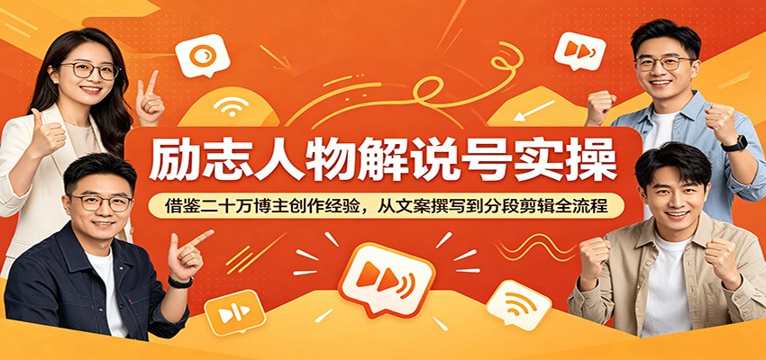 励志人物解说号实操:借鉴二十万博主创作经验,从文案撰写到分段剪辑全流程-马哥的资源库