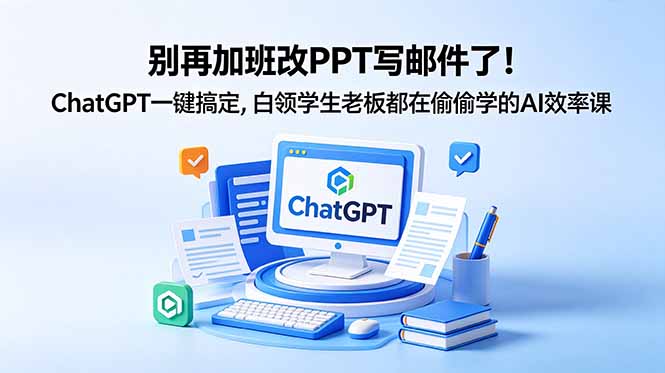 别再加班改PPT写邮件了！ChatGPT一键搞定，白领学生老板都在偷偷学的AI效率课-马哥的资源库