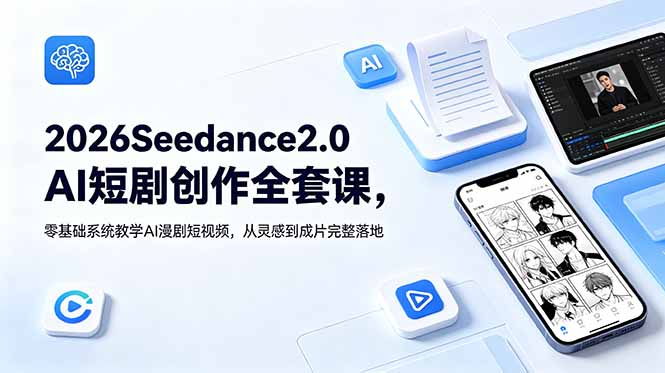 2026Seedance2.0AI短剧创作全套课,零基础系统教学AI漫剧短视频,从灵感到成片完整落地-马哥的资源库