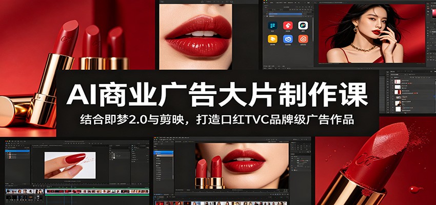 AI商业广告大片制作课:结合即梦2.0与剪映,打造口红TVC品牌级广告作品-马哥的资源库