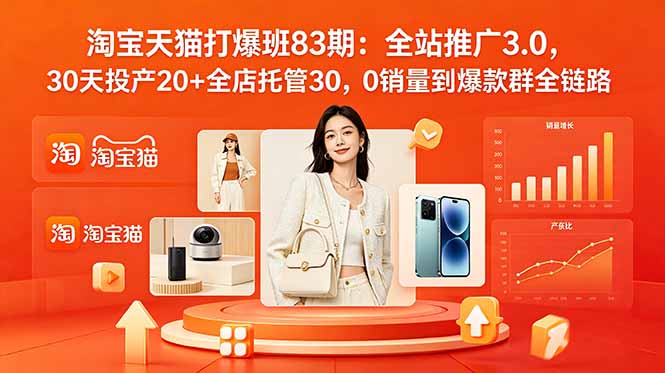 2026淘宝天猫打爆班83期:全站推广3.0,30天投产20+全店托管30,0销量到爆款群全链路-马哥的资源库