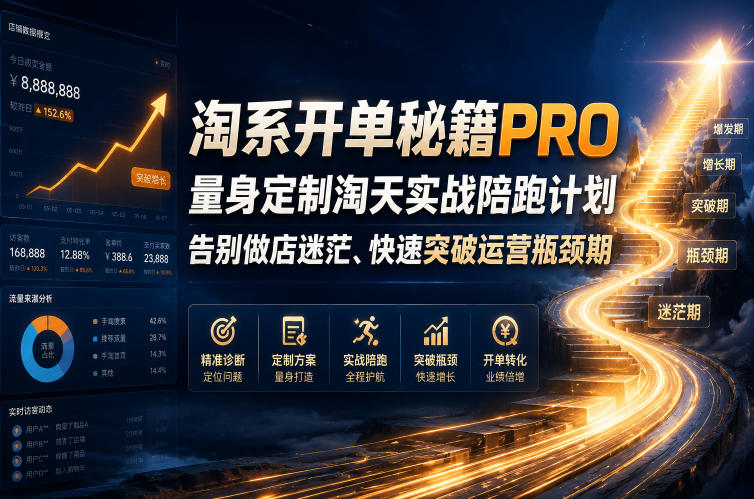 淘系开单秘籍PRO,量身定制淘天实战陪跑计划,告别做店迷茫、快速突破运营瓶颈期(2026年6月11)-马哥的资源库
