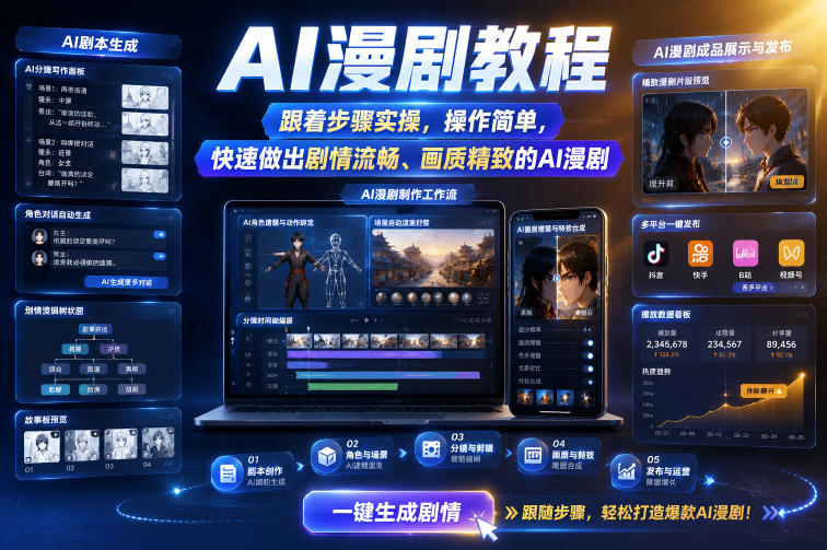 AI漫剧教程，跟着步骤实操，操作简单，快速做出剧情流畅、画质精致的AI漫剧-马哥的资源库