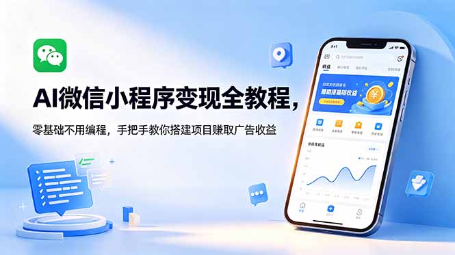 AI微信小程序变现全教程,零基础不用编程,手把手教你搭建项目赚取广告收益-马哥的资源库