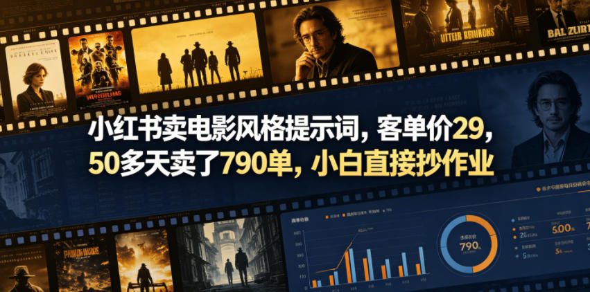 小红书卖电影风格提示词,客单价29,50多天卖了790单,小白直接抄作业!-马哥的资源库