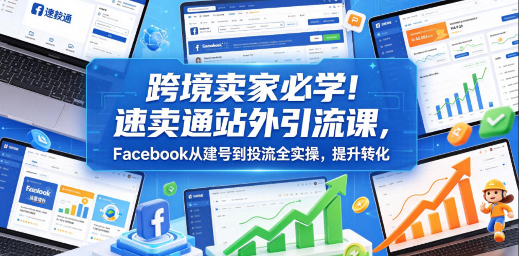 跨境卖家必学!速卖通站外引流课,Facebook从建号到投流全实操,提升转化-马哥的资源库