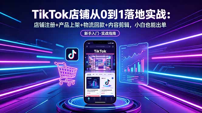 TikTok店铺从0到1落地实战：店铺注册+产品上架+物流回款+内容剪辑，小白也能出单-马哥的资源库