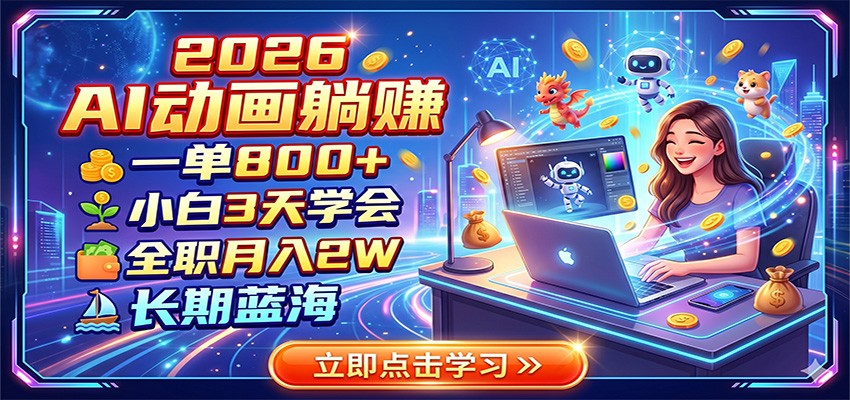 2026 AI动画躺赚：一单800+，小白3天学会，全职月入2W，长期蓝海-马哥的资源库