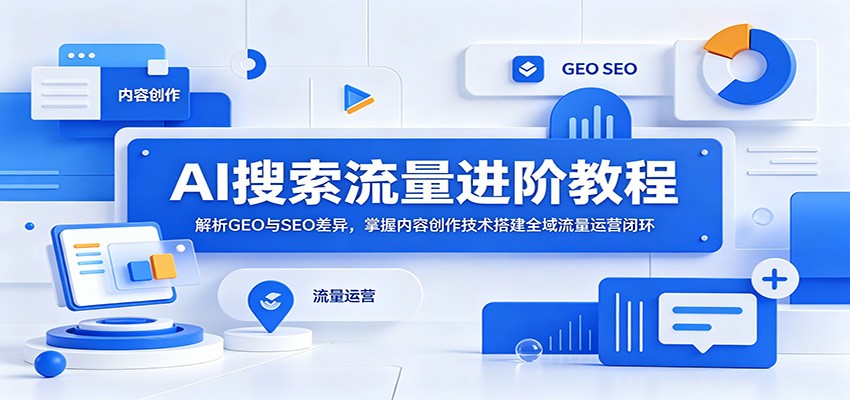 AI搜索流量进阶教程:解析GEO与SEO差异,掌握内容创作技术搭建全域流量运营闭环-马哥的资源库