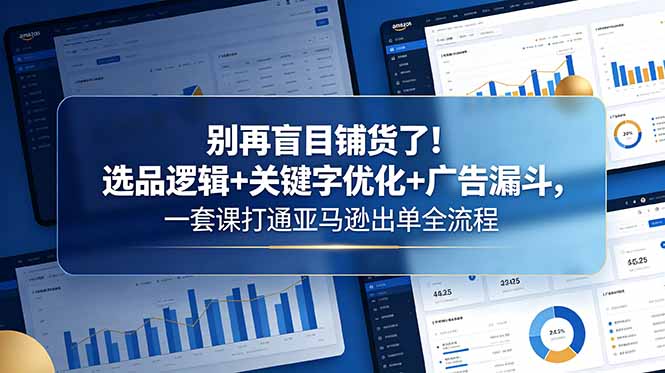 别再盲目铺货了！选品逻辑+关键字优化+广告漏斗，一套课打通亚马逊出单全流程-马哥的资源库