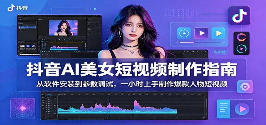 抖音AI美女短视频制作指南:从软件安装到参数调试,一小时上手制作爆款人物短视频-马哥的资源库