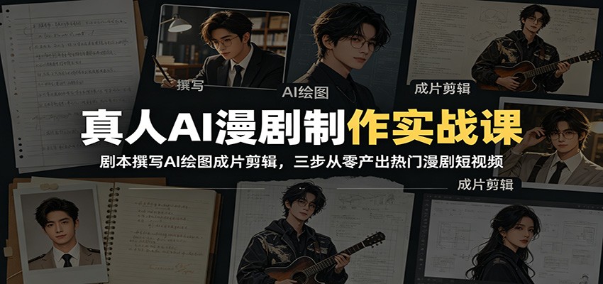 真人AI漫剧制作实战课：剧本撰写AI绘图成片剪辑，三步从零产出热门漫剧短视频-马哥的资源库