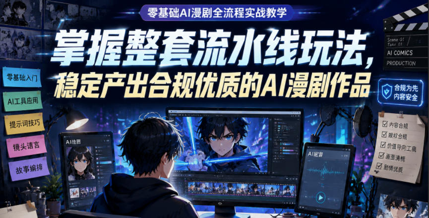 零基础AI漫剧全流程实战教学，掌握整套流水线玩法，稳定产出合规优质的AI漫剧作品-马哥的资源库