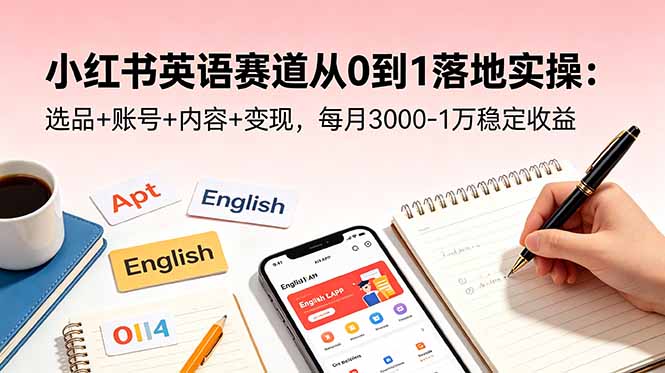小红书英语赛道从0到1落地实操：选品+账号+内容+变现，每月3000-1万稳定收益-马哥的资源库