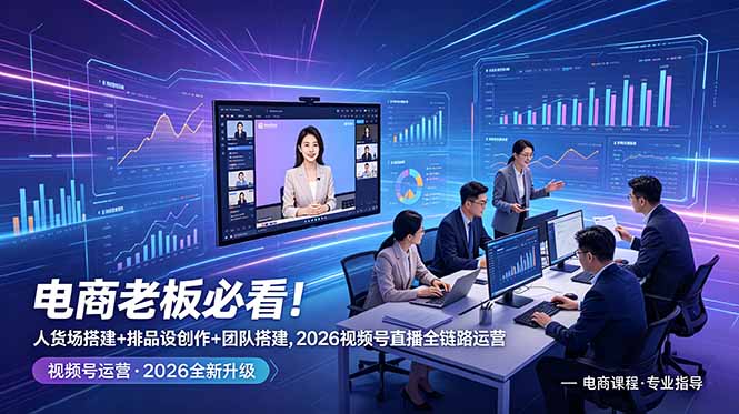 电商老板必看!人货场搭建+排品设计+素材创作+团队搭建,2026视频号直播全链路运营-马哥的资源库