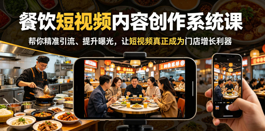 餐饮短视频内容创作系统课,帮你精准引流、提升曝光,让短视频真正成为门店增长利器-马哥的资源库