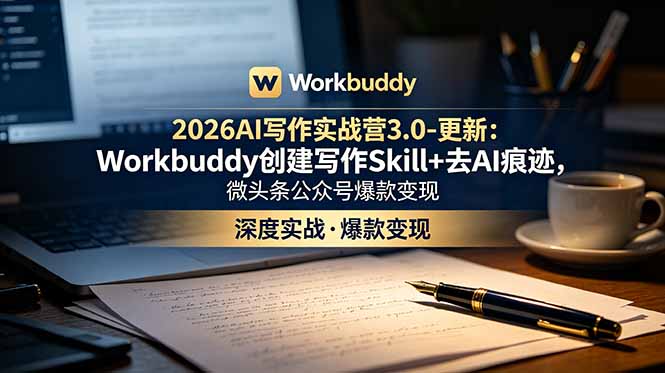2026AI写作实战营3.0-更新:Workbuddy创建写作Skill+去AI痕迹,微头条公众号爆款变现-马哥的资源库
