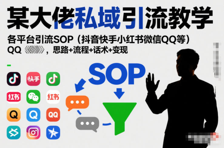 某大佬私域引流教学，各平台引流SOP(抖音快手小红书微信QQ等)，思路+流程+话术+变现(更新0708)-马哥的资源库