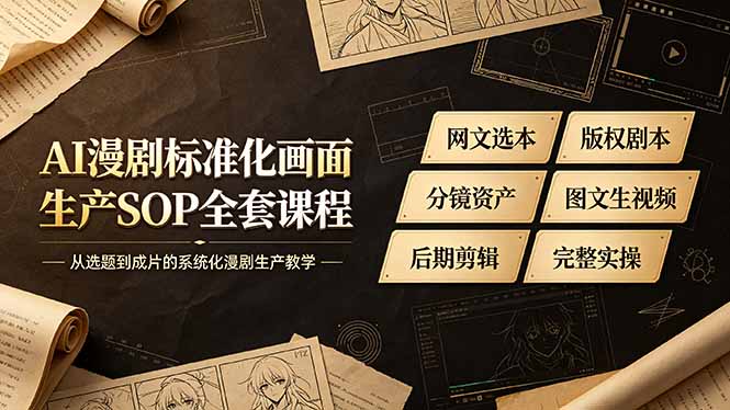 AI漫剧标准化画面生产SOP全套课程-更新,网文选本版权剧本分镜资产全覆盖,图文生视频后期剪辑完整实操教学-马哥的资源库