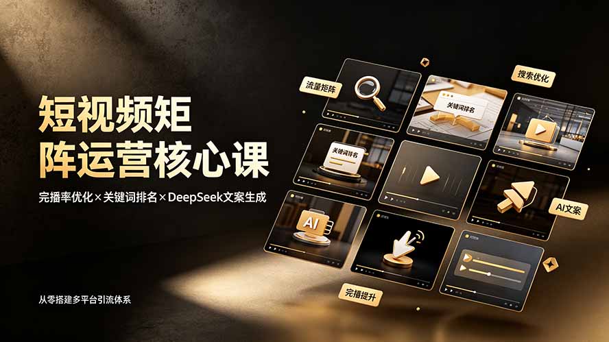 短视频矩阵运营核心课:完播率优化×关键词排名×DeepSeek文案生成,从零搭建多平台引流体系-马哥的资源库